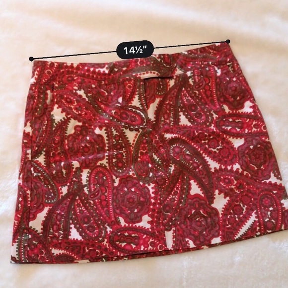 J. Crew paisley mini skirt size 4 red - Picture 5 of 6